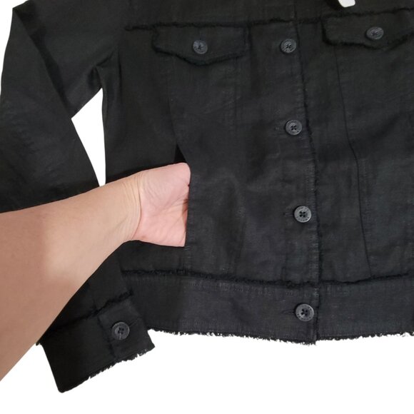 Tommy Bahama Two Palms Linen Raw Edge Jacket Womens XS Quiet Luxury Vacation NEW - Picture 6 of 16